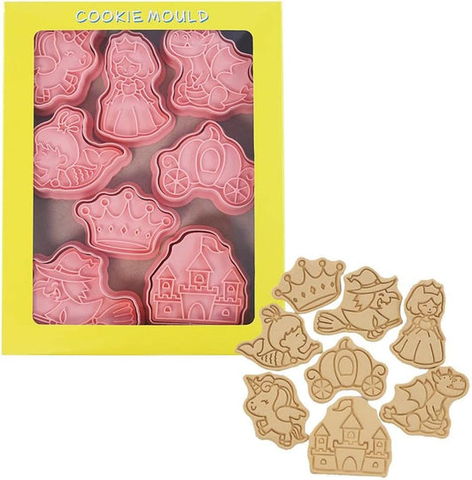 8 Cortadores de bolachas 3D divertidos e encantadores moldes de desenhos animados prensa de mão selo de bolachas molde de sobremesa Fondant bolo queijo molde para cozinha molde para (3)