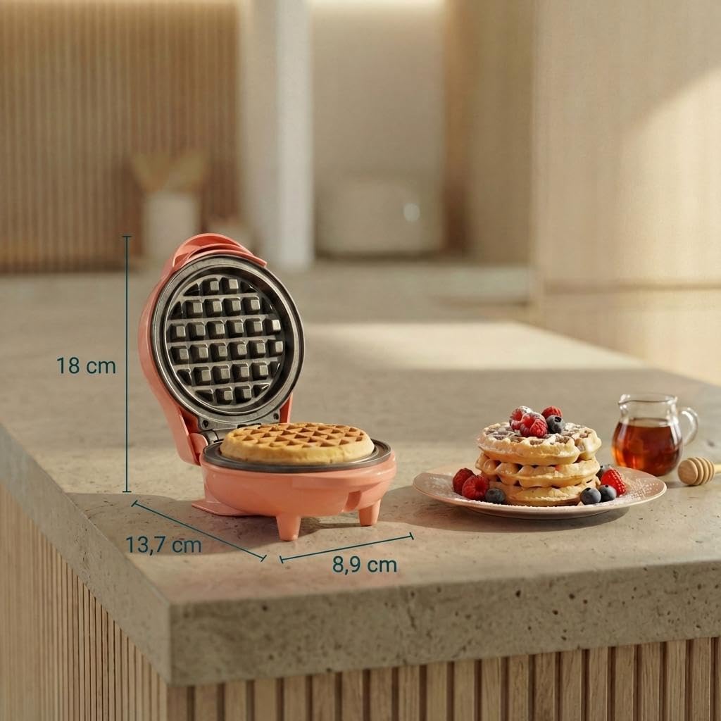 Bestron mini-máquina de waffles, Máquina de waffle boneco de neve com revestimento antiaderente, para festas de aniversário infantil, celebrações familiares, Páscoa ou Natal, design retrô, Cor