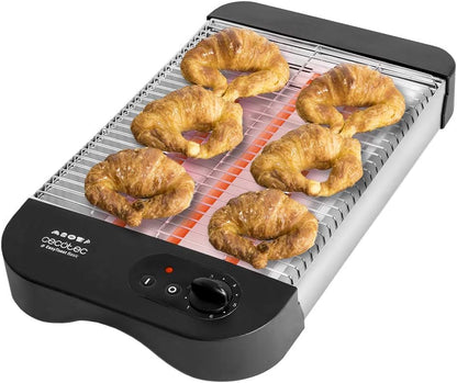 Cecotec Torradeira plana horizontal Turbo Easytoast Basic. Potência de 900 W com 6 níveis, 3 resistências de quartzo, bandeja de recolha de migalhas e oco recolhível, indicador luminoso, 31 x 35 cm