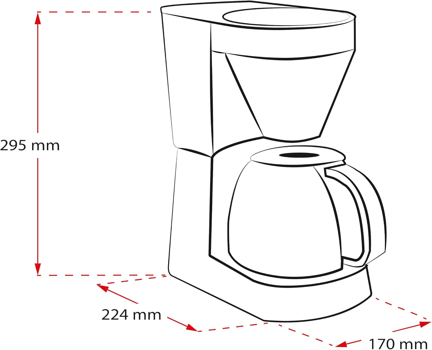 Melitta 6762889 Cafeteira de filtro com jarro de vidro, preto/aço inoxidável, 10 chávenas, 125 ml