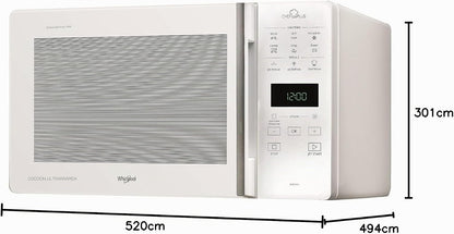 Whirlpool MCP 349/1, WH Forno microondas, instalação gratuita, CHEF PLUS, 25 L de cave, MW-Combi, Touch Control Sensor, potência MWO 800 W, potência de brilho 900 W, cor branca