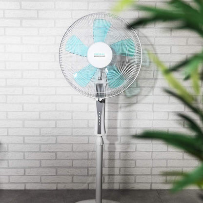 Cecotec Ventoinha de pé com controlo remoto e temporizador EnergySilence 530 Power Connected White. 50 W, 5 pás de 40 cm, 3 velocidades, motor de cobre, oscilante, ecrã, branco