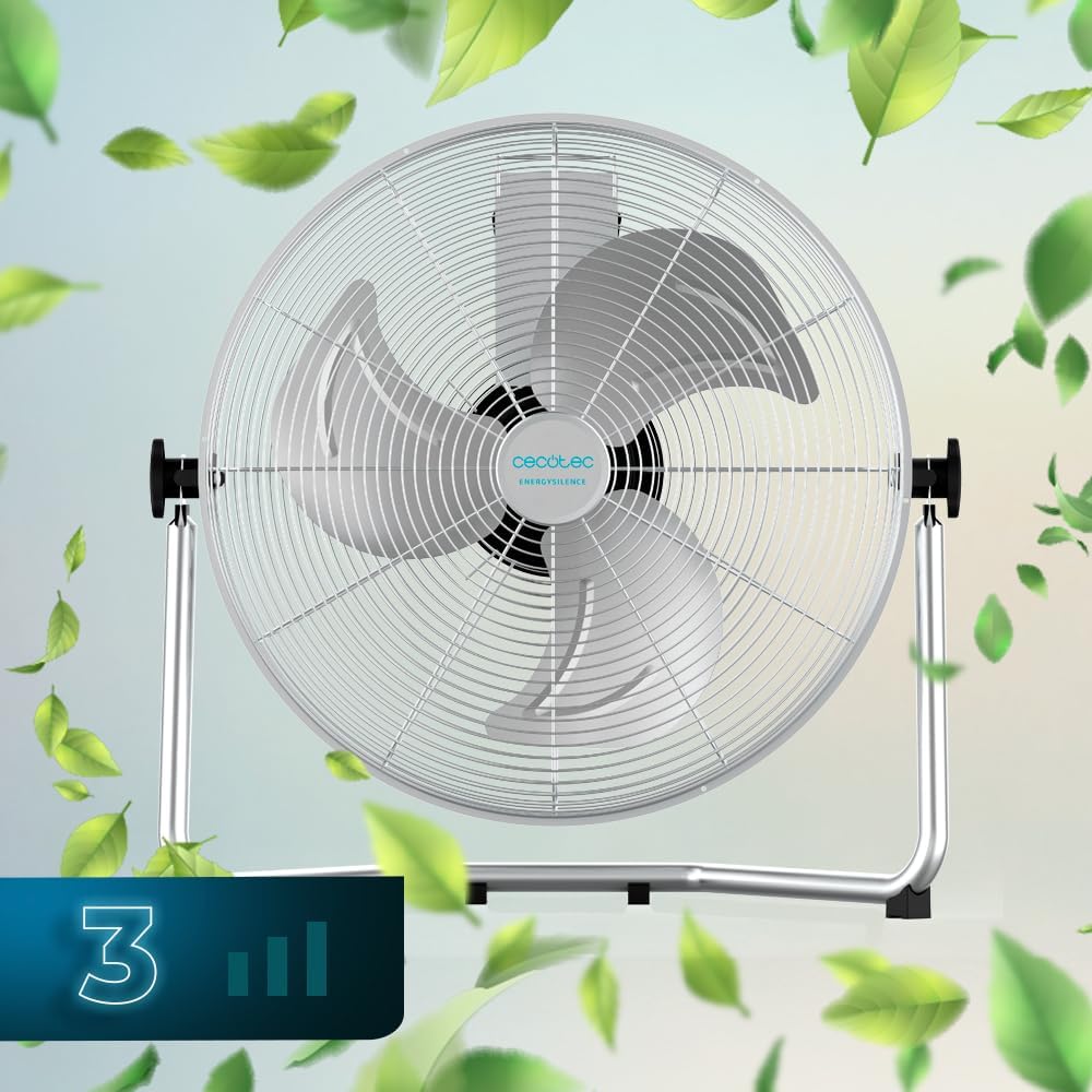 Cecotec Ventoinha industrial EnergySilence 4100 Pro. 100 W, 3 pás metálicas de 18" de diâmetro, motor de cobre, 3 velocidades, inclinação ajustável, sistema de segurança