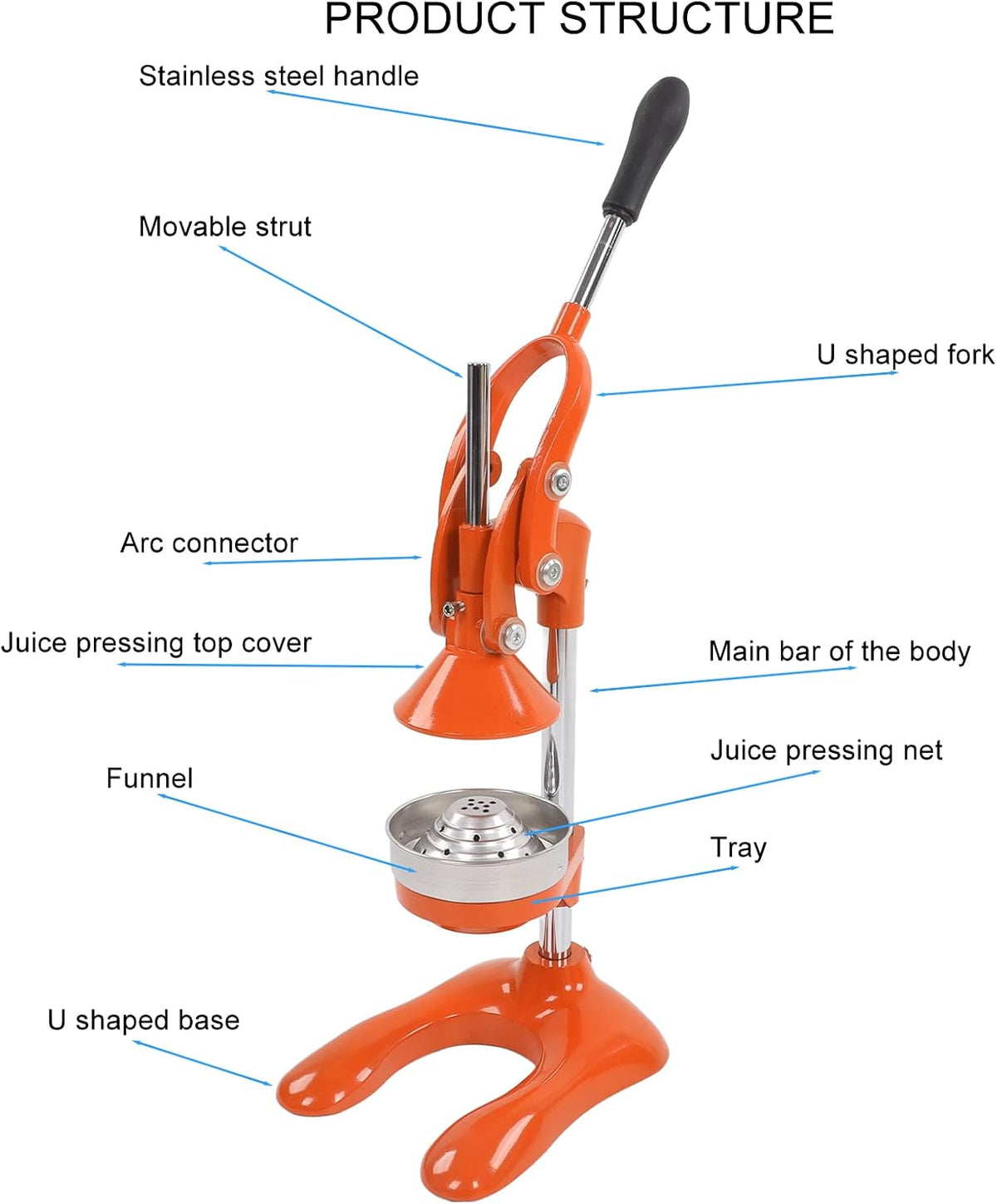 Espremedor manual de laranjas, espremedor de citrinos de aço inoxidável, espremedor de laranja de alta resistência, espremedor manual de laranja (laranja)