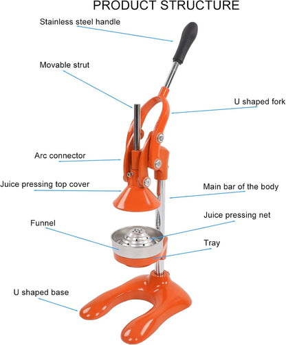 Espremedor manual de laranjas, espremedor de citrinos de aço inoxidável, espremedor de laranja de alta resistência, espremedor manual de laranja (laranja)