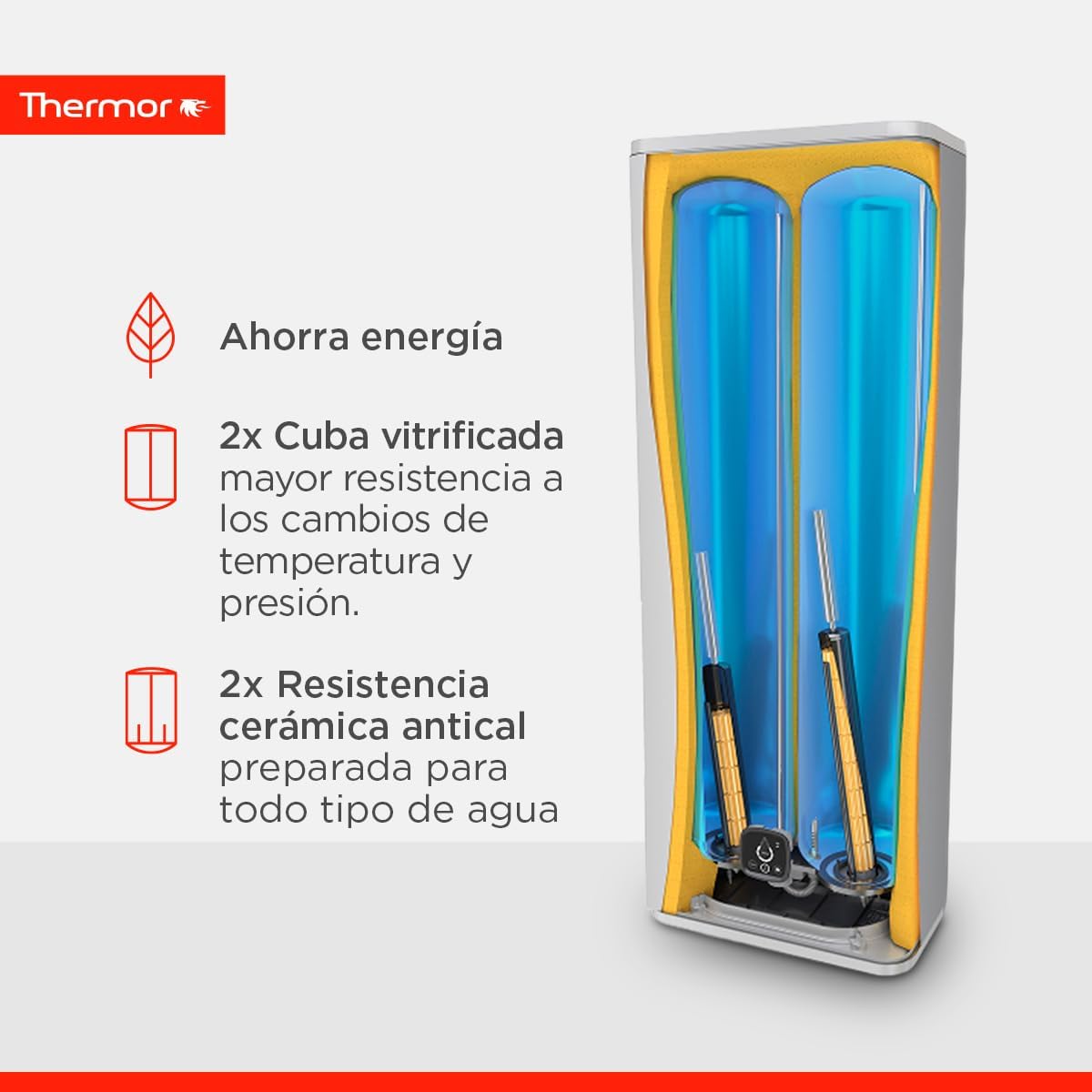 Thermor - Termo elétrico Onix Connect - Aquecedor de água elétrico multiposição de 50 l - 2250/1000 W