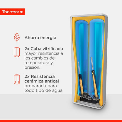 Thermor - Termo elétrico Onix Connect - Aquecedor de água elétrico multiposição de 50 l - 2250/1000 W