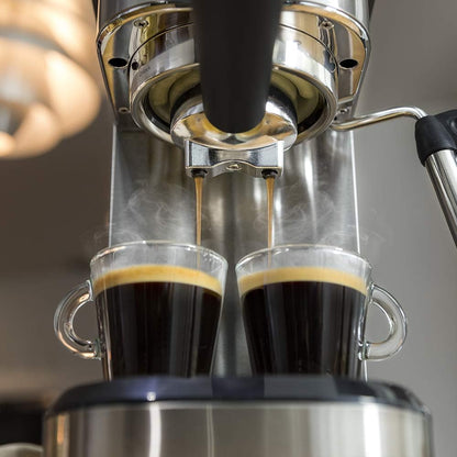 Cecotec Cafeteira expresso Cafelizzia 790 Steel para expresso e cappuccinos. 1350 W, Porta-filtros de braço com saída dupla e dois filtros, 20 barras de pressão, depósito removível de 1,2 litros, aço