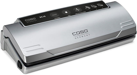 CASO VC 10 - Embaladora a vácuo doméstica compacta - máquina a vácuo de alimentos - costura de soldagem de 30 cm de comprimento e estável - Aplicação gratuita Food Manager - prateado