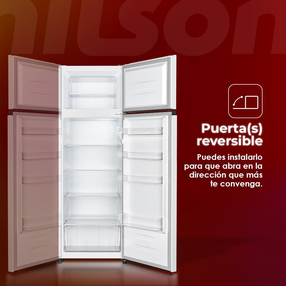 Nilson Frigorífico 2 portas, branco NF165500E. Capacidade 243 l, porta reversível, baixo nível sonoro, eficiência energética classe E [Classe energética E]