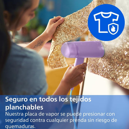 Philips 3000 Vaporizador de Mano Vertical, 1000 W, 20g/min, Morado Ferro vertical pronto em 30s, depósito 100 ml removível, mala de viagem, leve e dobrável (STH3010/30)