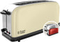 Russell Hobbs Torradeira Colours Plus - 1 Ranhura Longa e Larga para 2 Fatias, Bandeja Coletora de Migalhas, Aquecimento, Função Cancelar e Descongelar, Aço Inoxidável, Creme - 21395-56