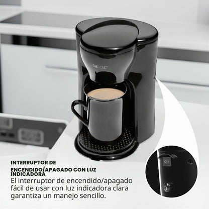 Clatronic Cafeteira 1 caneca | Cafeteira de filtro | Caneca de cerâmica incluída no volume de fornecimento, filtro permanente de nylon (removível), ideal para transportar, KA 3356