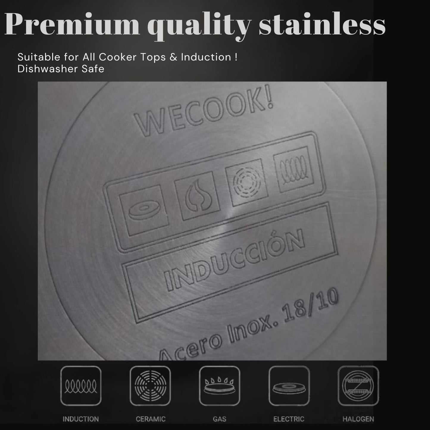 Caçarola com tampa de aço INOX 30 cm, WECOOK! PRO