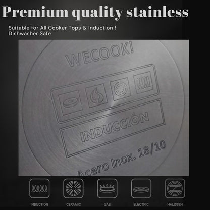 Caçarola com tampa de aço INOX 30 cm, WECOOK! PRO