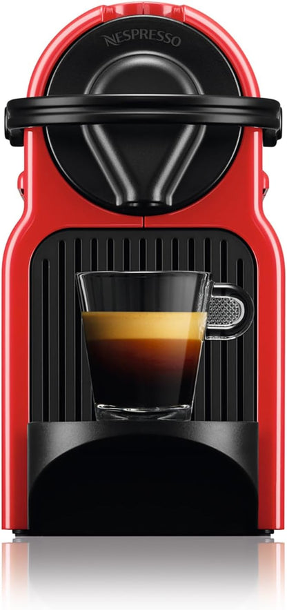 Krups Nespresso Inissia XN1005 - Máquina de café monodose de cápsulas Nespresso, 19 bares, desligamento automático, capacidade de 0,7L, design compacto, modo eco, cor vermelho, inclui kit de