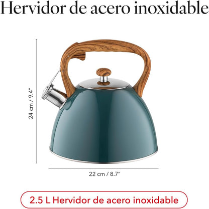 FLORINA 5C1092 Chaleira de água, aço inoxidável, verde escuro mate