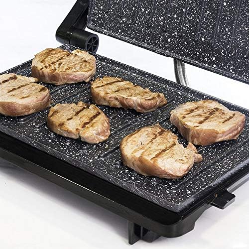 Cecotec Grelhador Elétrico Rock'nGrill 750 Full Open. 750 W, Placa Sanduicheira, Revestimento de Pedra RockStone, Abertura de 180º, Superfície 23x14,5 cm, Pinça de Fecho e Compartimento Recolhe-cabos