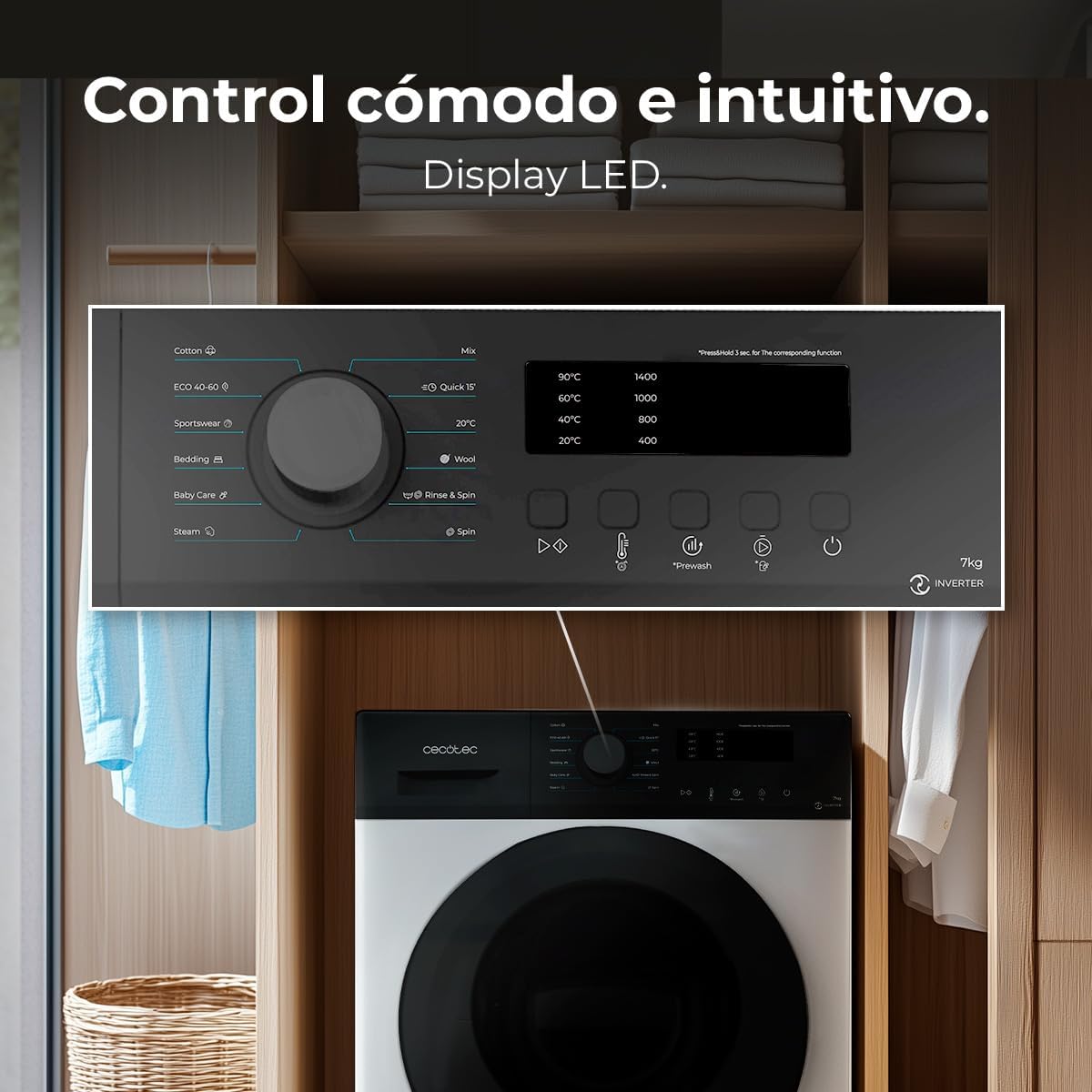 Cecotec Máquina de Lavar e Secar Combinada de 7 Kg