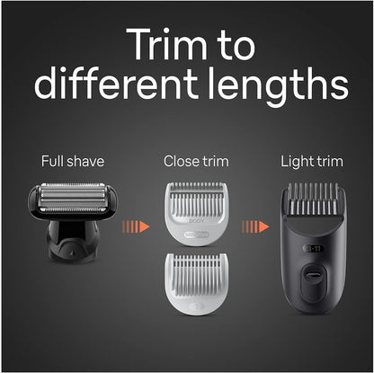 Braun Body Groomer Series 5 5360, aparador corporal para homens, para peito, axilas, virilha, tecnologia SkinSecure para uso suave e acessório de barbear limpo, impermeável, sem fio com tempo de