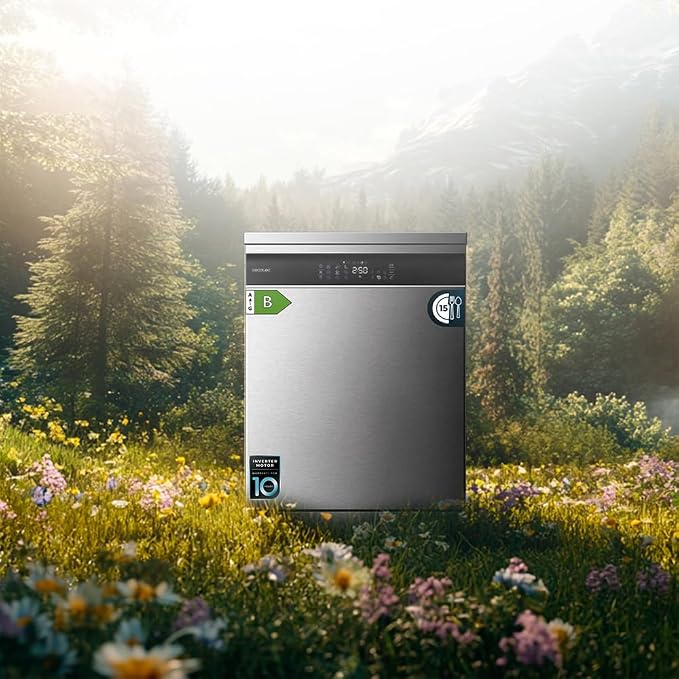 Cecotec Máquina de Lavar Loiça 60 cm Bolero Aguazero 6800 Inox A. 14 Talheres, Baixo Consumo, Motor Inverter Plus Duo, 8 Programas, Lavagem Automática, Limpeza a Vapor, Limpeza Interior e Meia Carga.