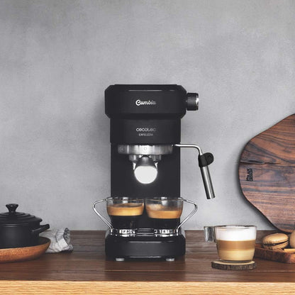 Cecotec máquina de café expresso Cafelizzia 790 Black para expresso e cappuccino. Sistema de aquecimento rápido, 20 bares, modo automático para 1 e 2 cafés, vaporizador orientável, depósito 1,2 litros