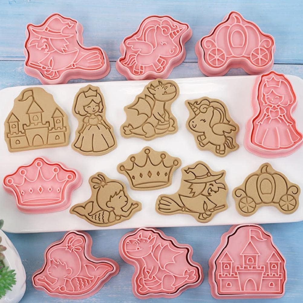 8 Cortadores de bolachas 3D divertidos e encantadores moldes de desenhos animados prensa de mão selo de bolachas molde de sobremesa Fondant bolo queijo molde para cozinha molde para (3)