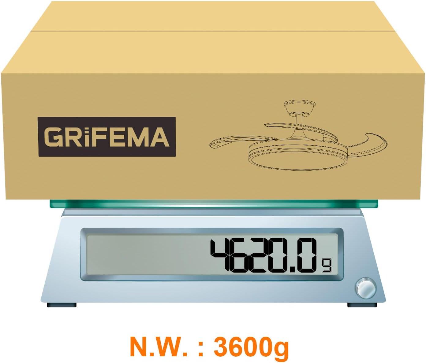 GRIFEMA Ventoinha de teto com luz e comando, 107 cm