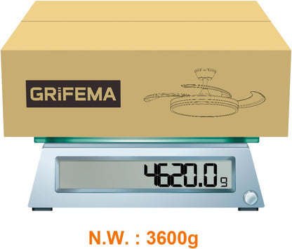 GRIFEMA Ventoinha de teto com luz e comando, 107 cm