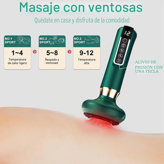Dispositivo de ventosa elástica, massajador anti-celulite para pernas/abdômen/braços, dispositivo anti-celulítico, equipamento de drenagem linfática com 12 programas e 4 modos (verde)