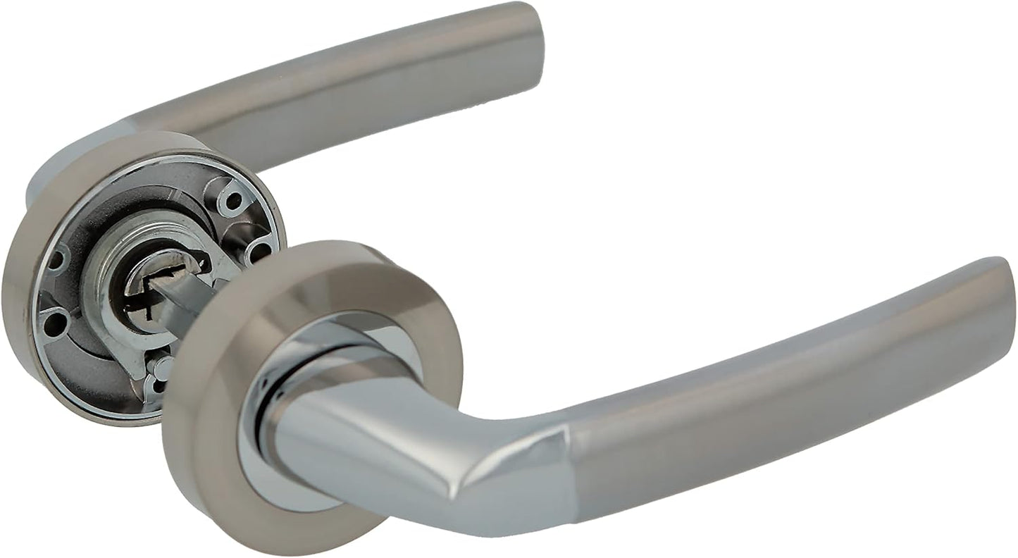 Amig - Conjunto de anéis com roseta de Zamak para portas - Mod. HISA Ø 52 mm, quadrado de 8 mm, design elegante e simples, alumínio níquel escovado