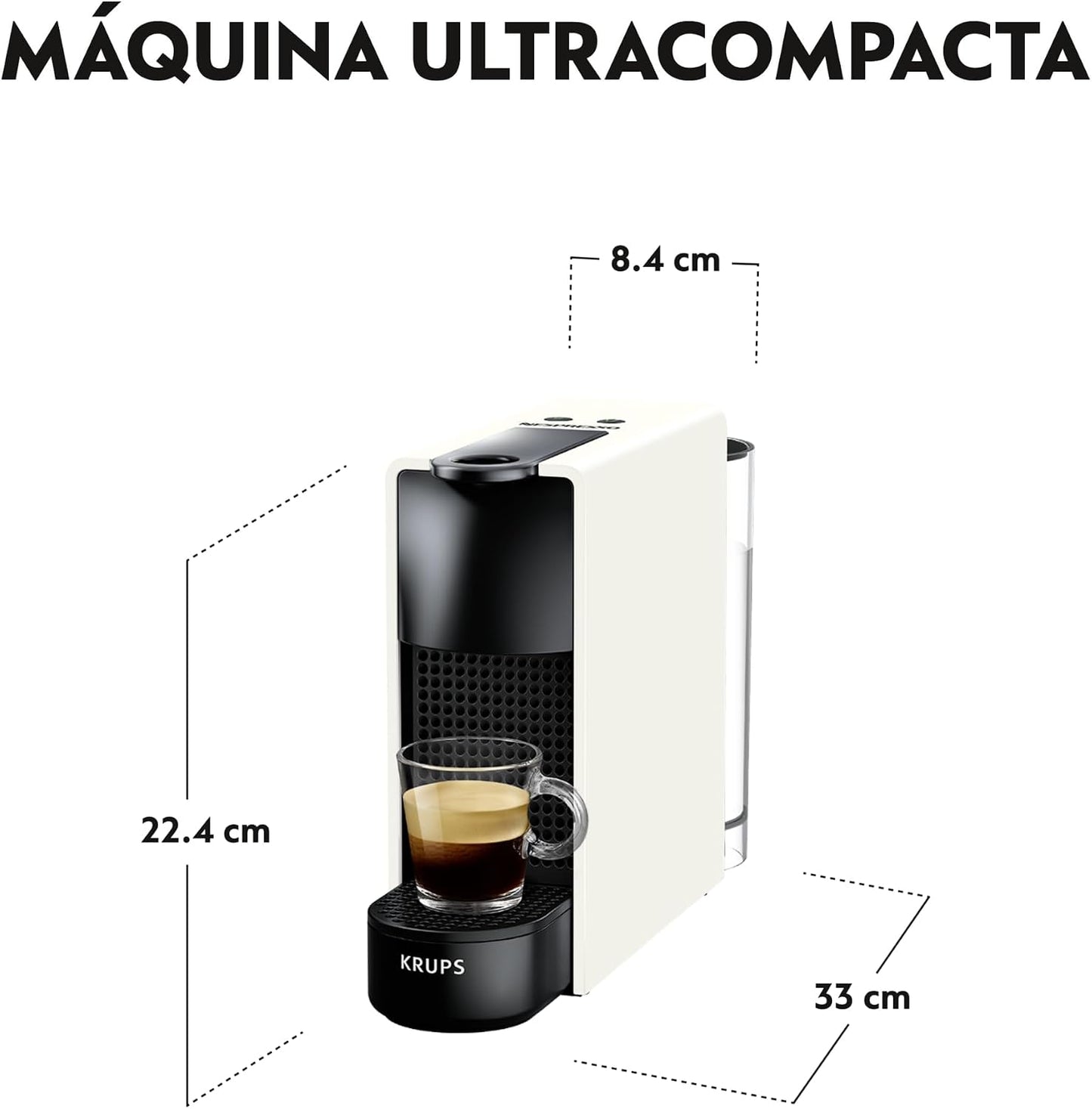 Nespresso Krups Essenza Mini XN1101PR5 - Máquina de Café Monodose de Cápsulas Nespresso, Compacta, 19 Bares, Desligamento Automático, Cor Branco