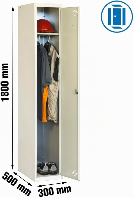 SimonRack Cacifo Vestuário Metálico, 1 Porta, Inclui Chave, Profissional, 1800x300x500 mm