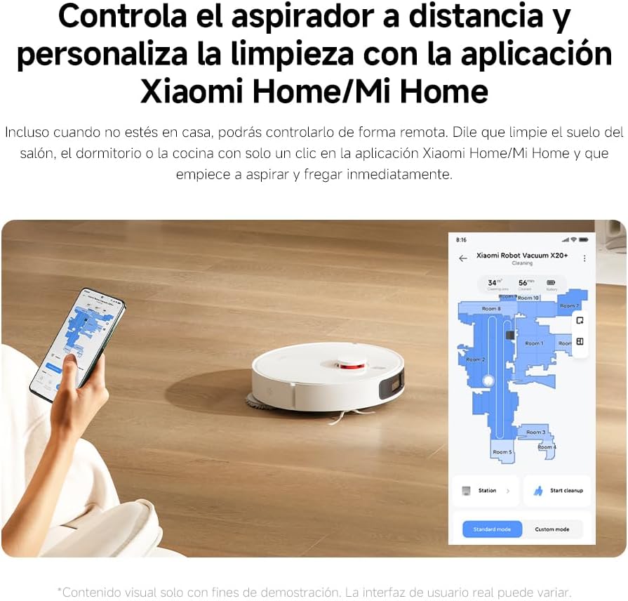 (Seminovo)XIAOMI Robot Vacuum X20+ - Robot aspirador e limpa-chão com sistema inteligente de navegação a laser (LDS), sucção de 6000 pa, branco (versão ES) | Evitação obstáculos LDS, auto-limpeza, secagem e esvaziamento automáticos, até 90 dias