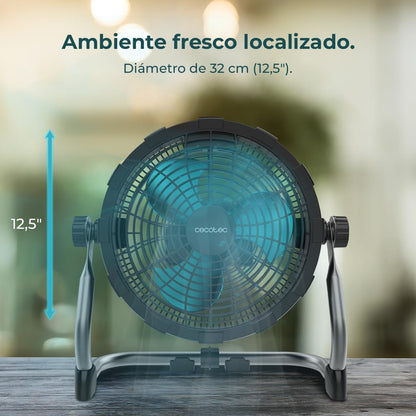 Cecotec Ventoinha de chão industrial Proindustry portátil. 12000 Mah, diâmetro 25,4 cm, 9 velocidades, bateria potente, design robusto, inclinação ajustável, grade de proteção, fácil transporte