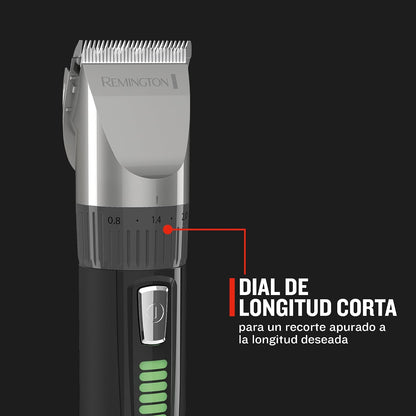 Remington Máquina de Cortar Cabelo Homem lâminas de cerâmica autoafiáveis, 0,8-40 mm corte profissional Genius, 10 guias de pente, funcionamento a cabo/bateria, recarregável, sem fios, lítio HC5811