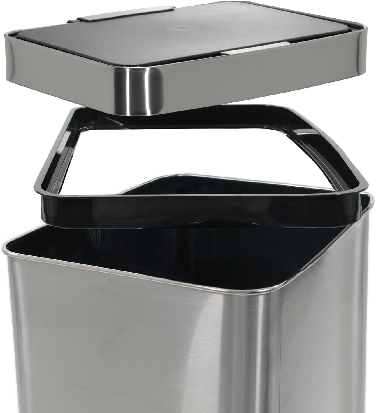 hjh OFFICE 830045 Caixote do lixo com sensor CLEAN IV 60 L, Aço Inoxidável, Papeleira automática, indicador LED, retangular, Prata