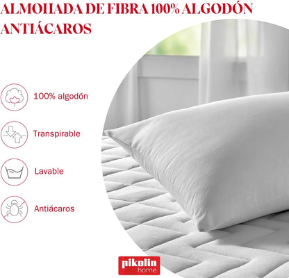Pikolin Home - Almofada de Fibra Hipoalergénica - Capa Exterior de Algodão