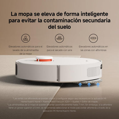 (Seminovo)XIAOMI Robot Vacuum X20+ - Robot aspirador e limpa-chão com sistema inteligente de navegação a laser (LDS), sucção de 6000 pa, branco (versão ES) | Evitação obstáculos LDS, auto-limpeza, secagem e esvaziamento automáticos, até 90 dias