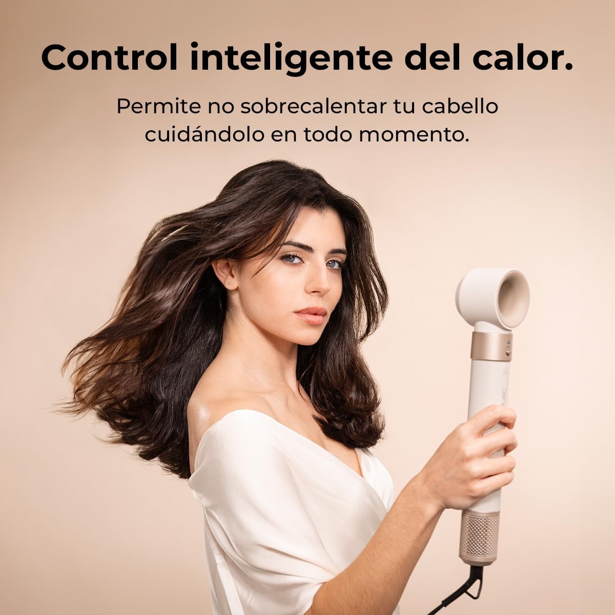 Cecotec Escova de Ar Secante Modelador Alisador Multifuncional 8 Cabeças CeramicCare AirGlam Champagne. 1400W,