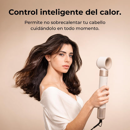 Cecotec Escova de Ar Secante Modelador Alisador Multifuncional 8 Cabeças CeramicCare AirGlam Champagne. 1400W,
