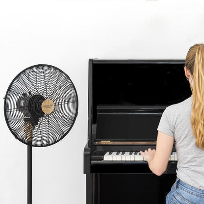 Cecotec Ventoinha de pé EnergySilence 600 Woodstyle. 50 W, acabamento em madeira, diâmetro de 16" com 4 pás, 3 velocidades, oscilação, altura ajustável, máxima segurança