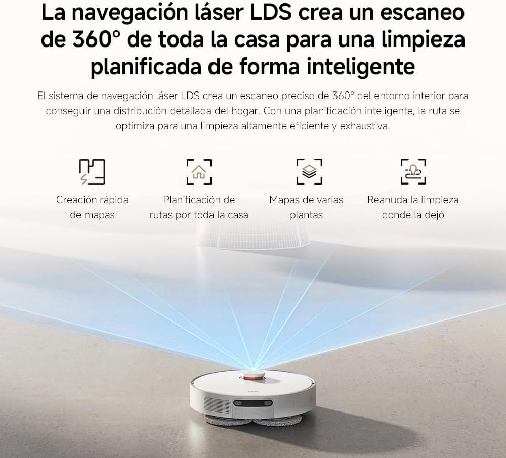 (Seminovo)XIAOMI Robot Vacuum X20+ - Robot aspirador e limpa-chão com sistema inteligente de navegação a laser (LDS), sucção de 6000 pa, branco (versão ES) | Evitação obstáculos LDS, auto-limpeza, secagem e esvaziamento automáticos, até 90 dias