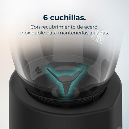 Cecotec Liquidificador de Copo Power Black Titanium 2300Max Mix Go. 2300W de Potência Máxima, 1,5L de Capacidade, 5 Velocidades, 6 Lâminas com Revestimento de Titânio Preto e Jarra Termorresistente