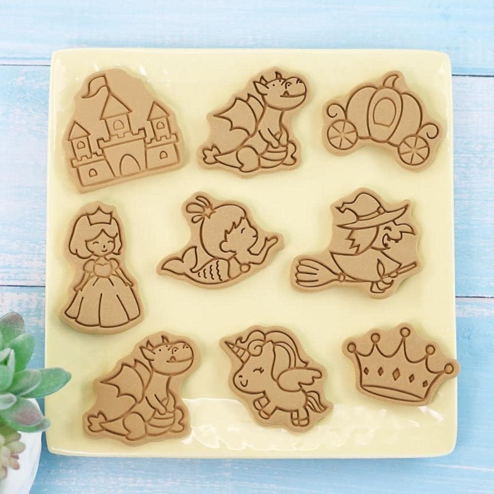 8 Cortadores de bolachas 3D divertidos e encantadores moldes de desenhos animados prensa de mão selo de bolachas molde de sobremesa Fondant bolo queijo molde para cozinha molde para (3)