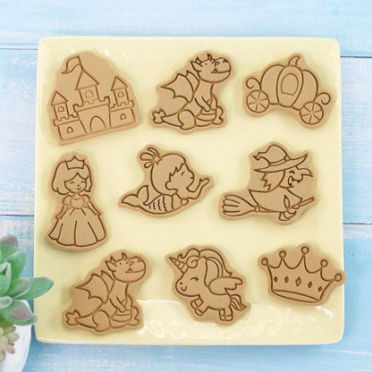 8 Cortadores de bolachas 3D divertidos e encantadores moldes de desenhos animados prensa de mão selo de bolachas molde de sobremesa Fondant bolo queijo molde para cozinha molde para (3)