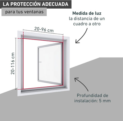 Windhager Mosquiteiro para janela com moldura "Pop-Up Screen", 100 x 120 cm