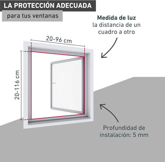 Windhager Mosquiteiro para janela com moldura "Pop-Up Screen", 100 x 120 cm