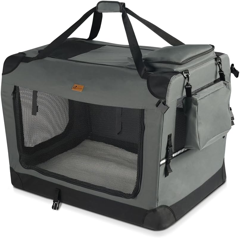 VOUNOT® Transportadora para Cães e Gatos M 60x44x44cm, Bolsa de Transporte Respirável para Animais de Estimação com Bolsos, Alfombrilla Removível, Tira Refletiva, Caixa Dobrável, Portador de Viagem
