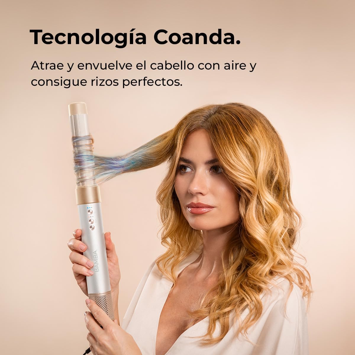 Cecotec Escova de Ar Secante Modelador Alisador Multifuncional 8 Cabeças CeramicCare AirGlam Champagne. 1400W,